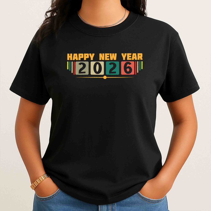Happy New Year 2026 Shirt, Retro New Year Tee, Color Block 2026 T-Shirt S-5XL