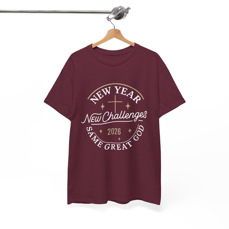 Christian New Year Shirt 2026, New Year New Challenges Same Great God Tee T-Shirt S-5XL