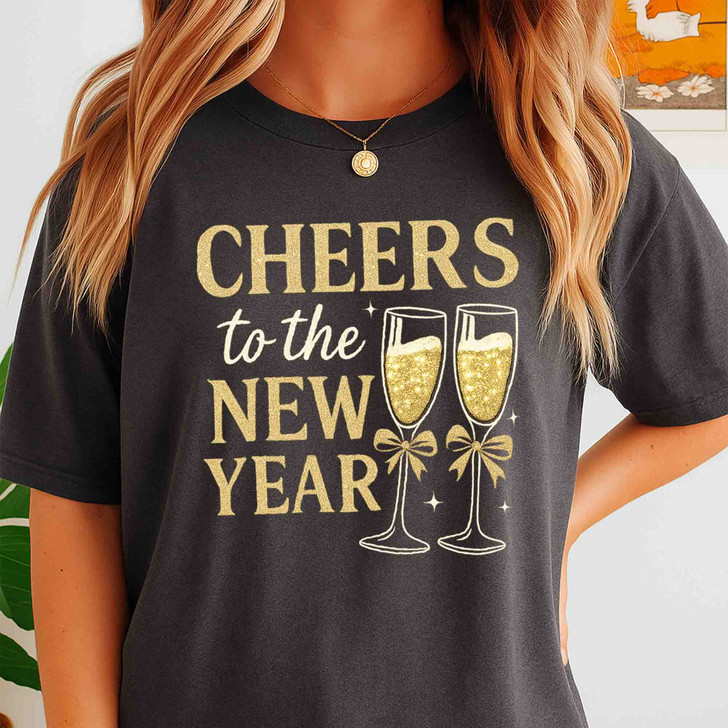 Cheers To The New Year Shirt, Champagne Glass NYE Party Outfit T-Shirt S-5XL