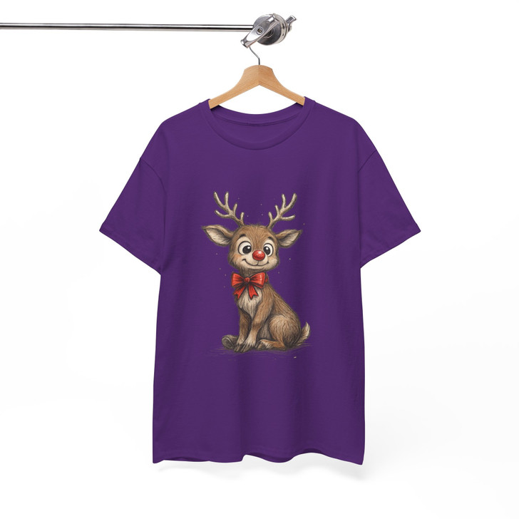 Cute Reindeer Christmas Shirt, Baby Deer Xmas Tee, Adorable Reindeer Bow Shirt, Holiday Graphic Tee, Unisex Christmas Gift