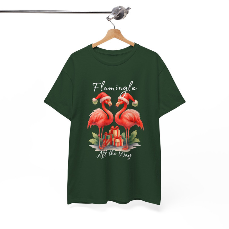 Flamingle All The Way Shirt, Christmas Flamingo Tee, Tropical Xmas T-Shirt S-5XL