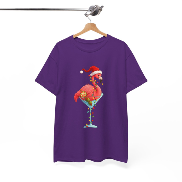 Christmas Flamingo Shirt, Santa Flamingo Cocktail Tee T-Shirt S-5XL