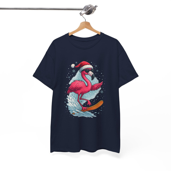 Christmas Flamingo Surf Shirt, Santa Flamingo Sunglasses Tee T-Shirt S-5XL