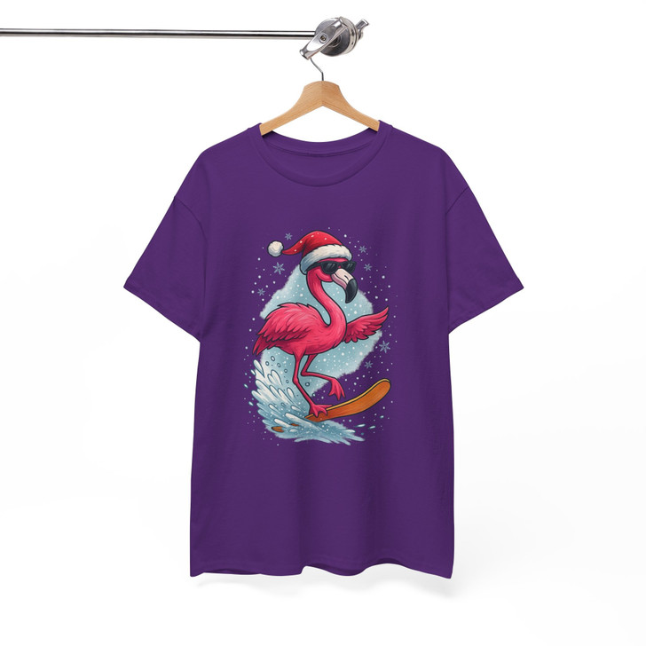 Christmas Flamingo Surf Shirt, Santa Flamingo Sunglasses Tee T-Shirt S-5XL