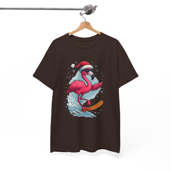 Christmas Flamingo Surf Shirt, Santa Flamingo Sunglasses Tee T-Shirt S-5XL