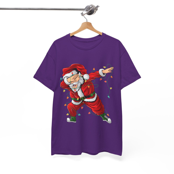 Dabbing Santa Christmas Shirt, Funny Santa Lights Xmas Graphic T-Shirt S-5XL