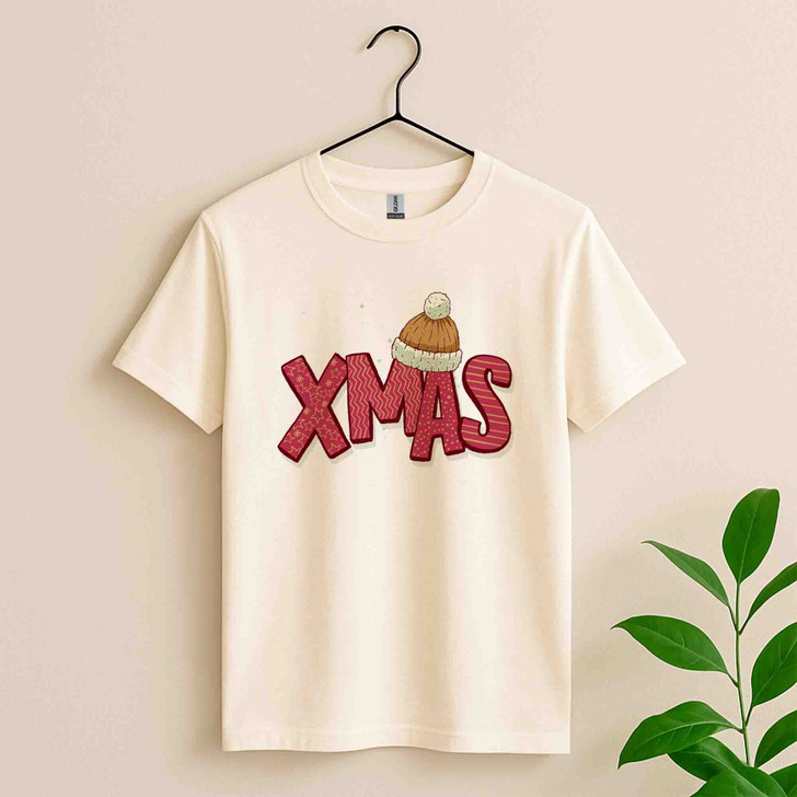 XMAS Shirt, Cute Christmas Letter Winter Beanie Holiday T-Shirt S-5XL