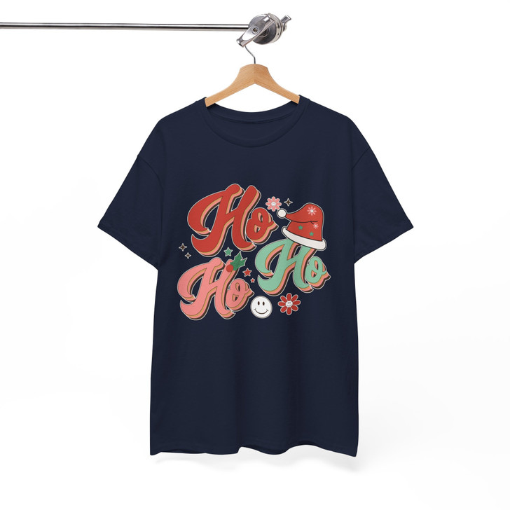 Ho Ho Ho Christmas Shirt, Retro Santa Hat Holiday Graphic T-Shirt S-5XL
