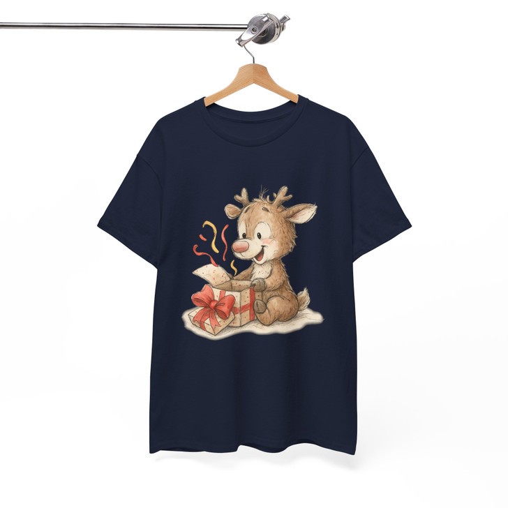Cute Reindeer Christmas Shirt, Funny Rudolph With Gifts T-Shirt S-5XL