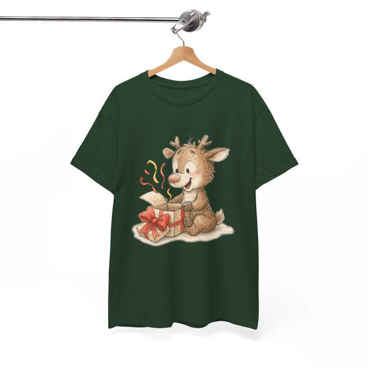 Cute Reindeer Christmas Shirt, Funny Rudolph With Gifts T-Shirt S-5XL