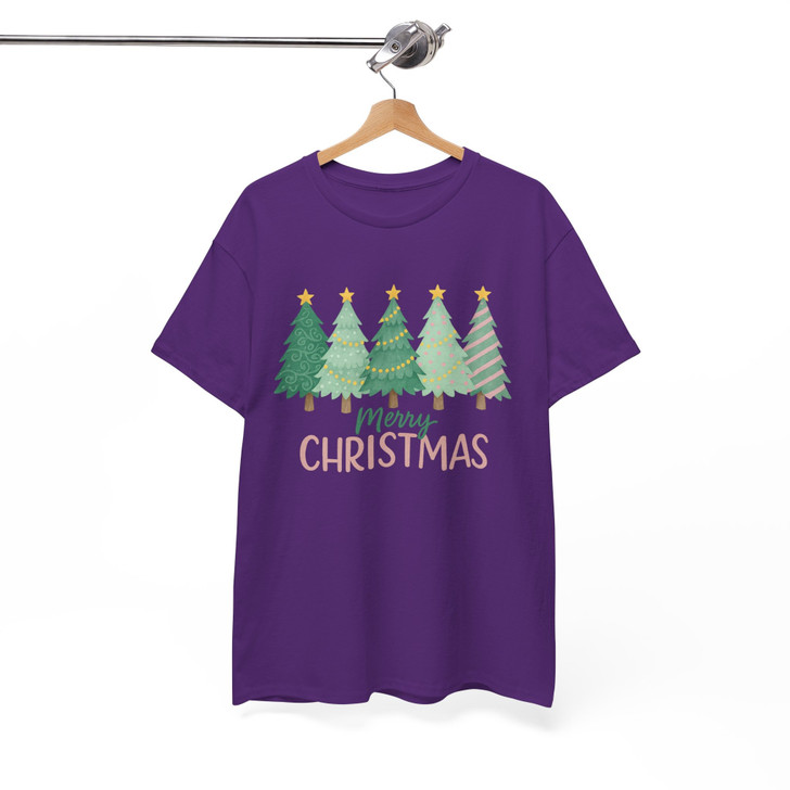 Merry Christmas Tree Shirt, Cute Holiday Trees Graphic Xmas T-Shirt S-5XL