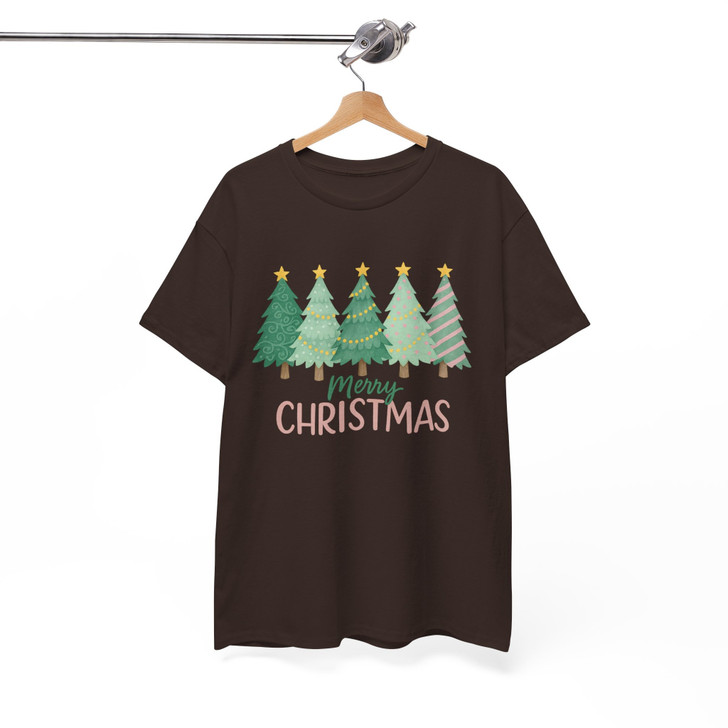 Merry Christmas Tree Shirt, Cute Holiday Trees Graphic Xmas T-Shirt S-5XL