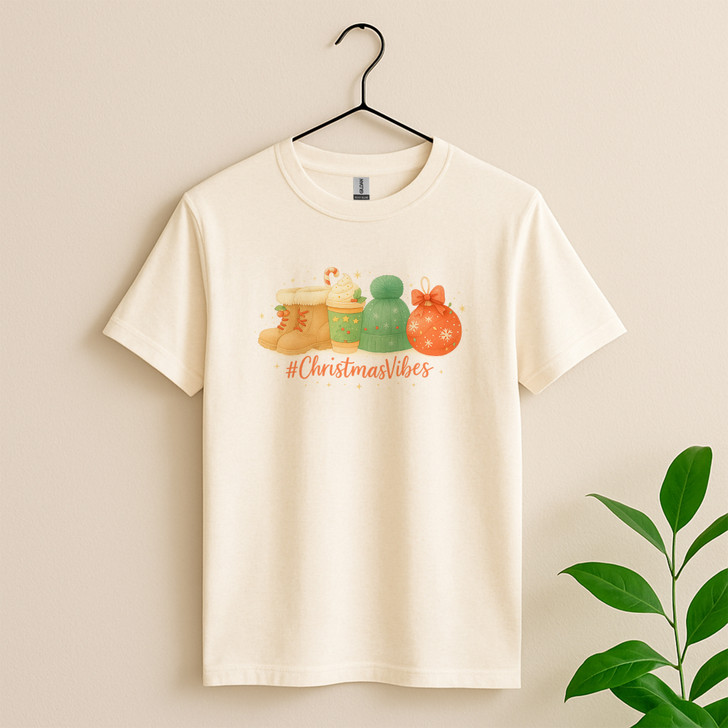 Christmas Vibes Shirt, Cozy Holiday Graphic Winter Aesthetic T-Shirt S-5XL