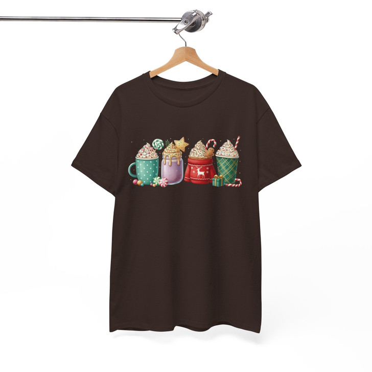 Christmas Coffee Mugs Shirt, Festive Holiday Drinks Cocoa T-Shirt S-5XL
