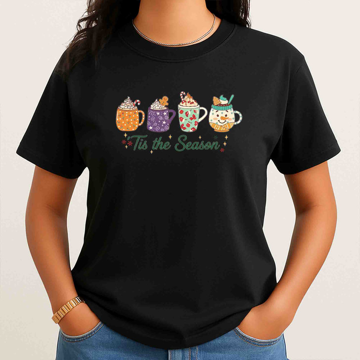Tis The Season Christmas Shirt, Cute Holiday Mug Cozy Winter T-Shirt S-5XL