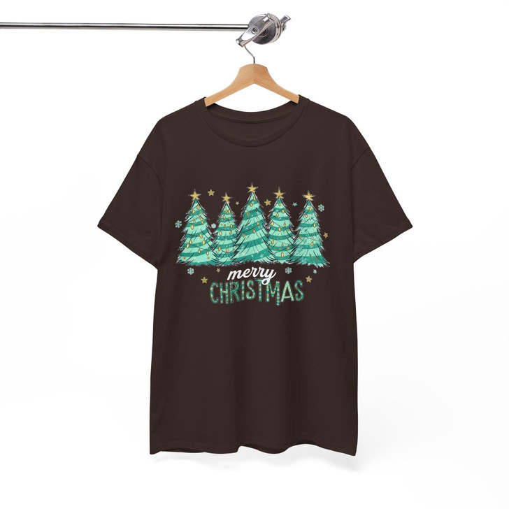 Merry Christmas Tree Shirt, Cute Christmas Trees Holiday Winter T-Shirt S-5XL