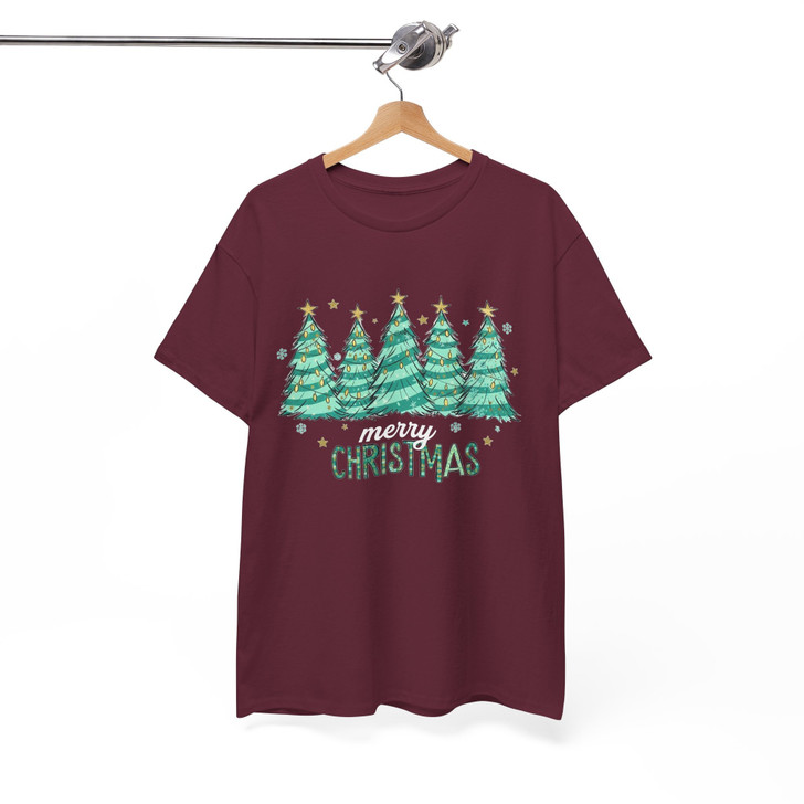 Merry Christmas Tree Shirt, Cute Christmas Trees Holiday Winter T-Shirt S-5XL