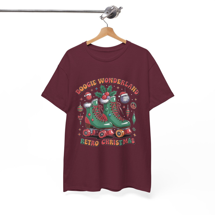 Boogie Wonderland Retro Christmas T-Shirt, Vintage Roller Skate Holiday Graphic Tee, Skating Xmas Gift T-shirt S-5XL