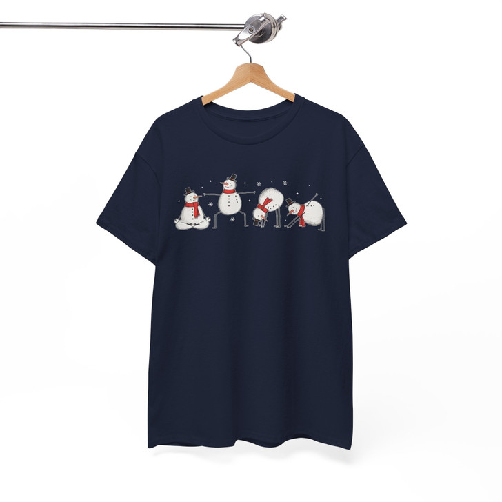 Funny Snowman Yoga Christmas Shirt, Cute Winter Holiday Yoga Tee, Minimalist Festive Design T-shirt S-5XL