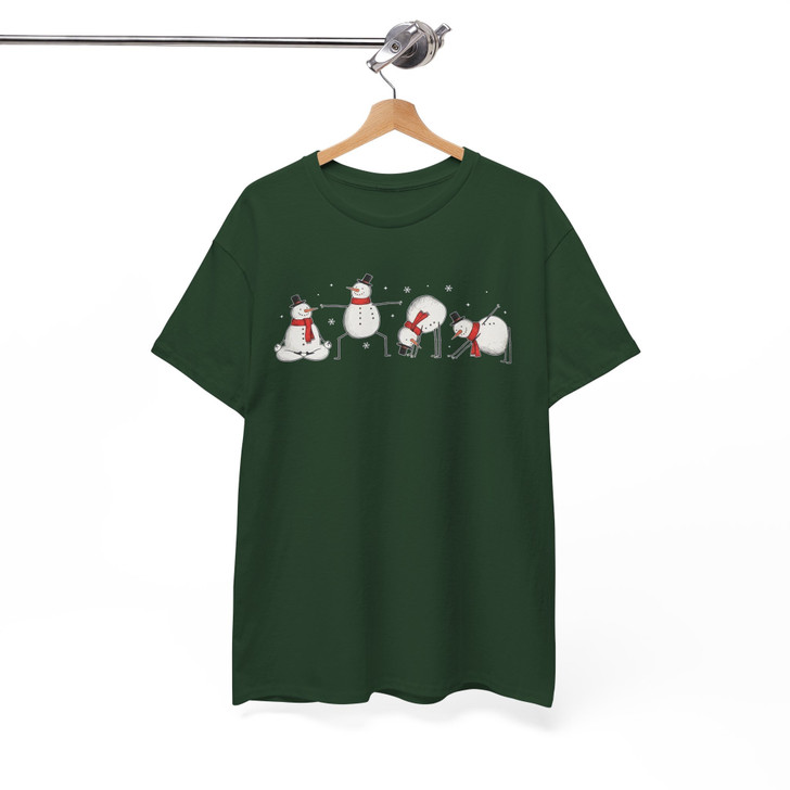 Funny Snowman Yoga Christmas Shirt, Cute Winter Holiday Yoga Tee, Minimalist Festive Design T-shirt S-5XL