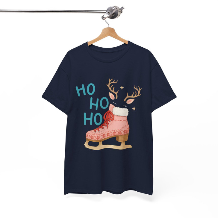 Ho Ho Ho Ice Skate Christmas Shirt, Funny Reindeer Skate Tee, Winter Holiday Graphic T-shirt S-5XL