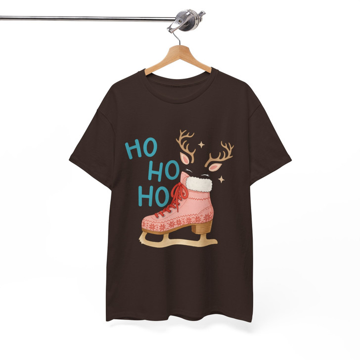 Ho Ho Ho Ice Skate Christmas Shirt, Funny Reindeer Skate Tee, Winter Holiday Graphic T-shirt S-5XL