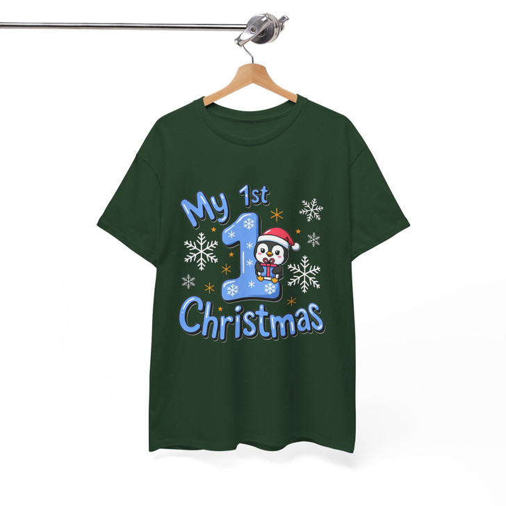 My 1st Christmas Shirt, Baby First Christmas Penguin Tee, Cute Winter Holiday Gift T-shirt S-5XL
