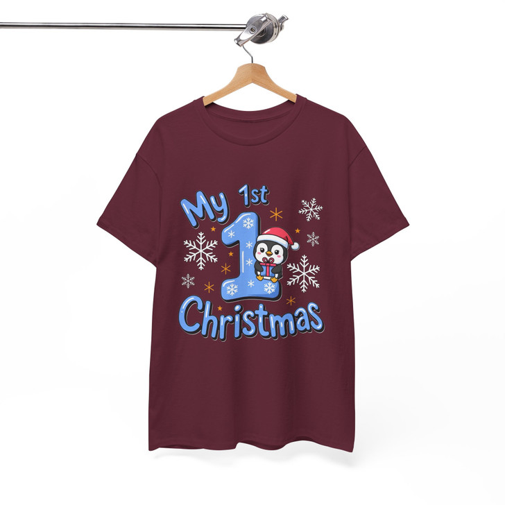 My 1st Christmas Shirt, Baby First Christmas Penguin Tee, Cute Winter Holiday Gift T-shirt S-5XL