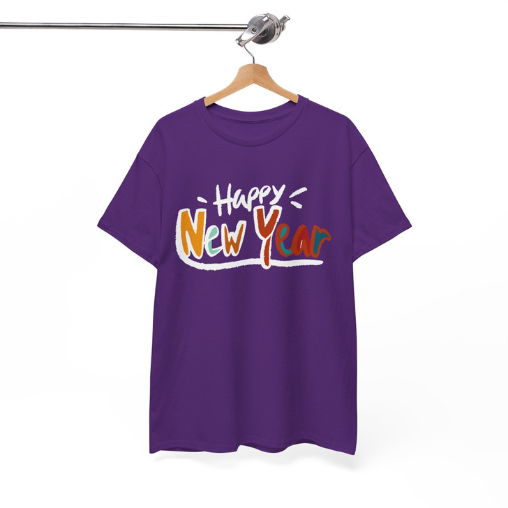 Happy New Year Shirt, Colorful New Year Typography Tee, Celebration Party Shirt, Festive Holiday Graphic Tee, New Year Gift T-shirt S-5XL
