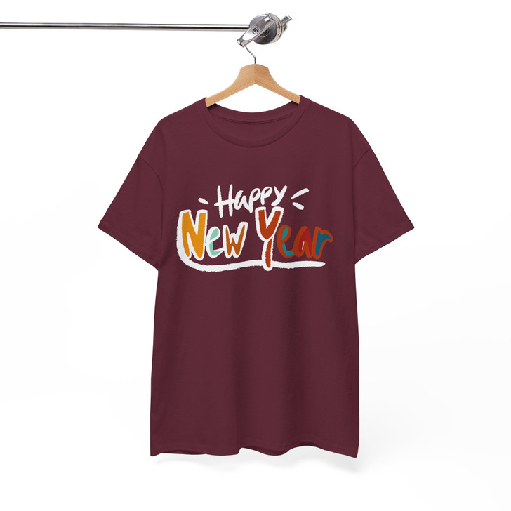 Happy New Year Shirt, Colorful New Year Typography Tee, Celebration Party Shirt, Festive Holiday Graphic Tee, New Year Gift T-shirt S-5XL