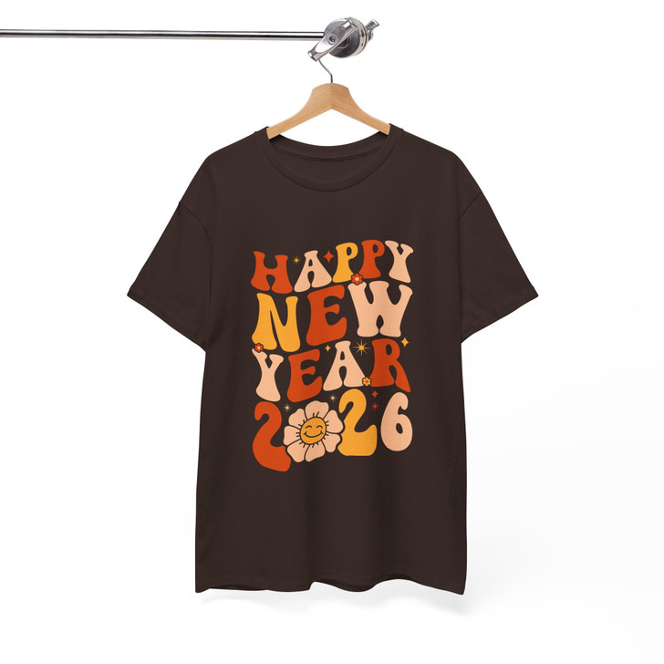 Happy New Year 2026 Shirt, Retro New Year Typography Tee, Colorful Celebration Shirt, Festive Holiday Graphic Tee, New Year Gift T-shirt S-5XL