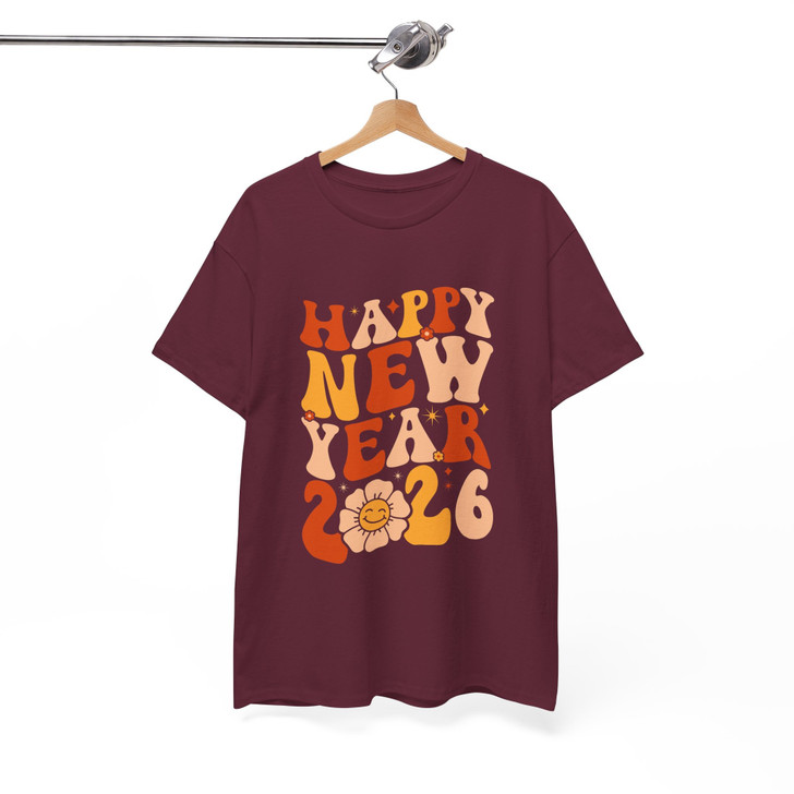 Happy New Year 2026 Shirt, Retro New Year Typography Tee, Colorful Celebration Shirt, Festive Holiday Graphic Tee, New Year Gift T-shirt S-5XL