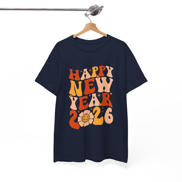 Happy New Year 2026 Shirt, Retro New Year Typography Tee, Colorful Celebration Shirt, Festive Holiday Graphic Tee, New Year Gift T-shirt S-5XL