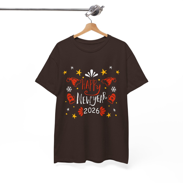 Happy New Year 2026 Shirt, Hand Drawn New Year Tee, Winter Festive Graphic Shirt, Holiday Celebration T Shirt, New Year Gift Unisex Tee S-5XL