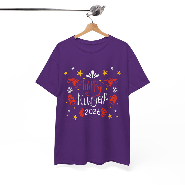 Happy New Year 2026 Shirt, Hand Drawn New Year Tee, Winter Festive Graphic Shirt, Holiday Celebration T Shirt, New Year Gift Unisex Tee S-5XL