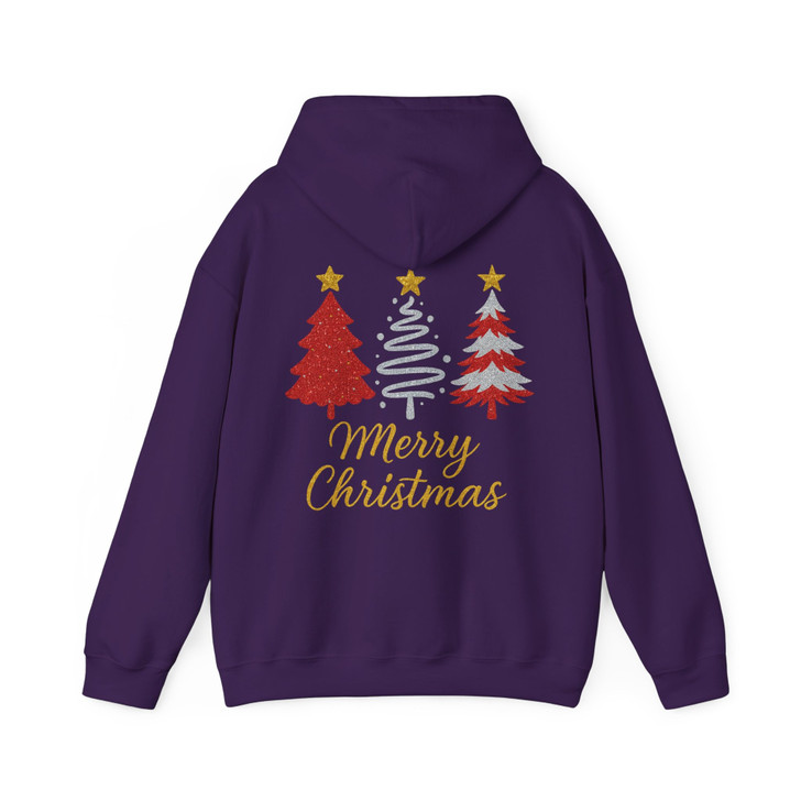Merry Christmas Glitter Tree T Shirt, Festive Holiday Graphic Tee, Classic Unisex Christmas Hoodie S-5XL