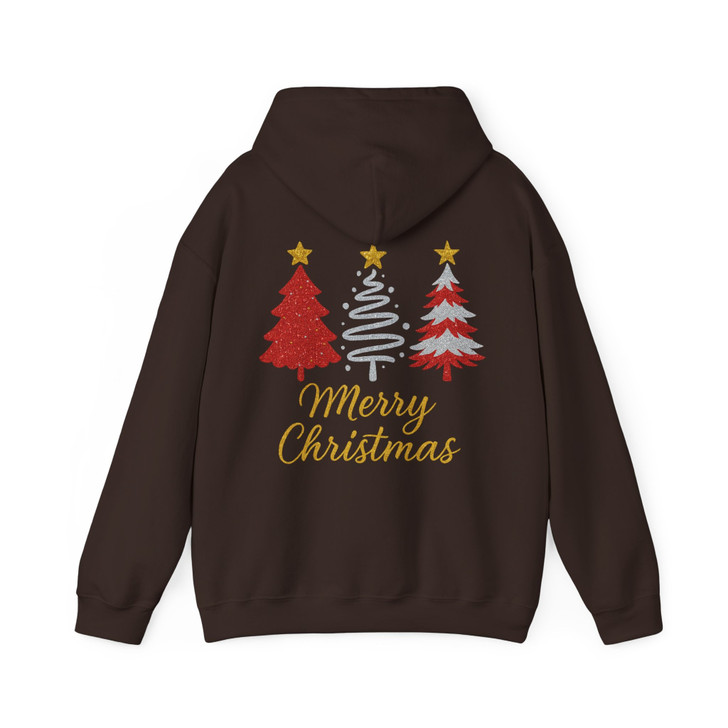 Merry Christmas Glitter Tree T Shirt, Festive Holiday Graphic Tee, Classic Unisex Christmas Hoodie S-5XL