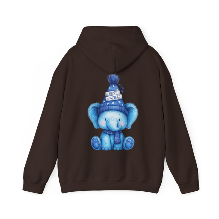 Cute Elephant Happy New Year Shirt, Blue Winter Animal Tee, New Year Gift Unisex Hoodie S-5XL
