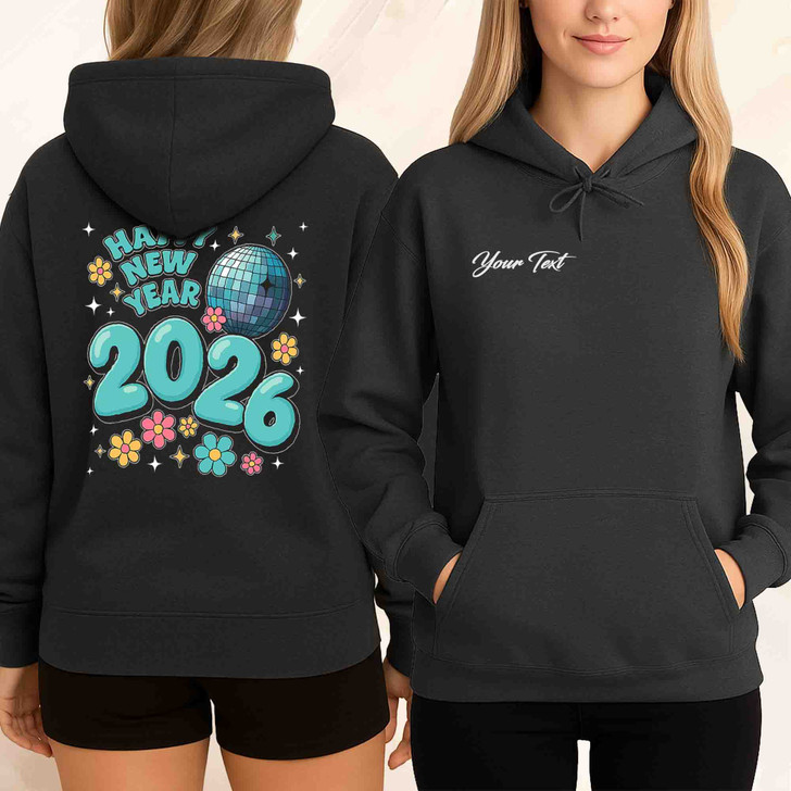 Happy New Year 2026 Shirt, Retro Disco Ball New Year Tee, Cute Floral Celebration Hoodie S-5XL