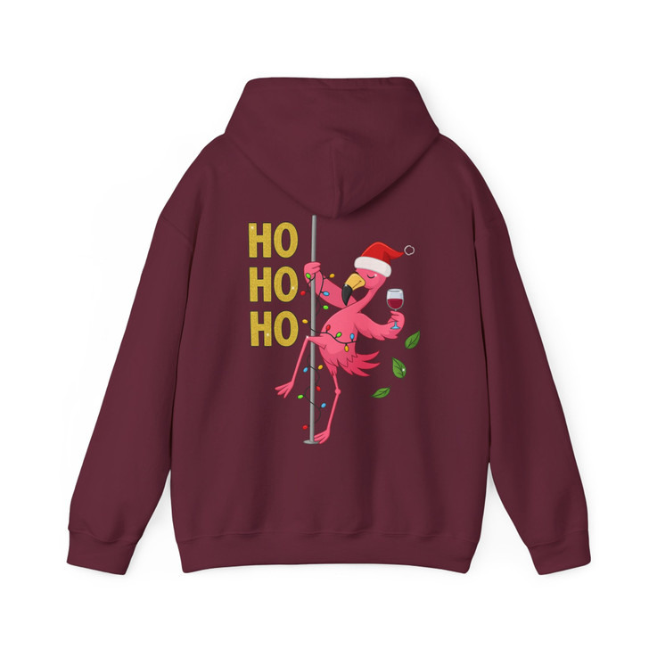 Ho Ho Ho Flamingo Christmas Shirt, Santa Flamingo Wine Tee Hoodie S-5XL