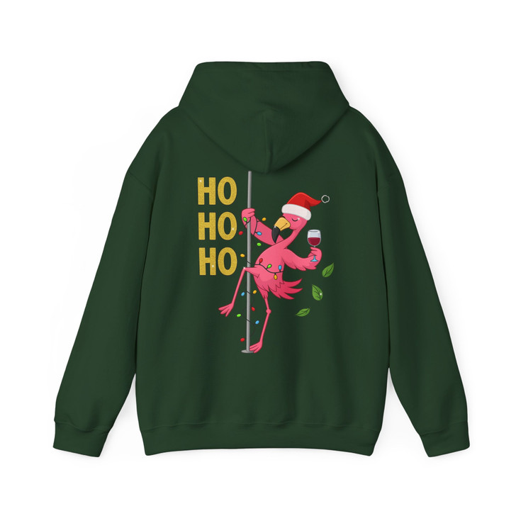 Ho Ho Ho Flamingo Christmas Shirt, Santa Flamingo Wine Tee Hoodie S-5XL
