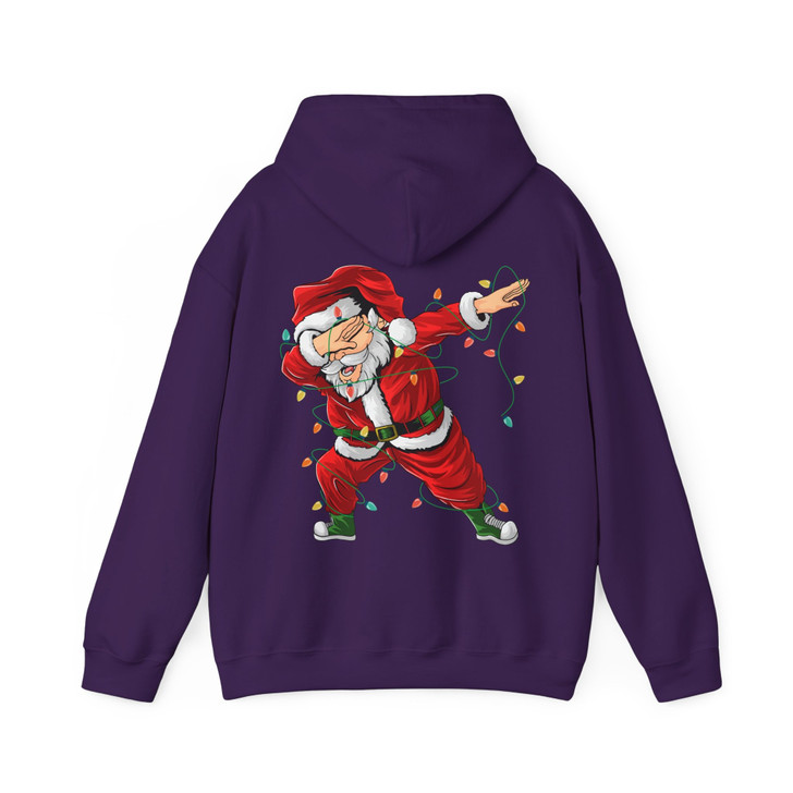 Dabbing Santa Christmas Shirt, Funny Santa Lights Xmas Graphic Hoodie S-5XL