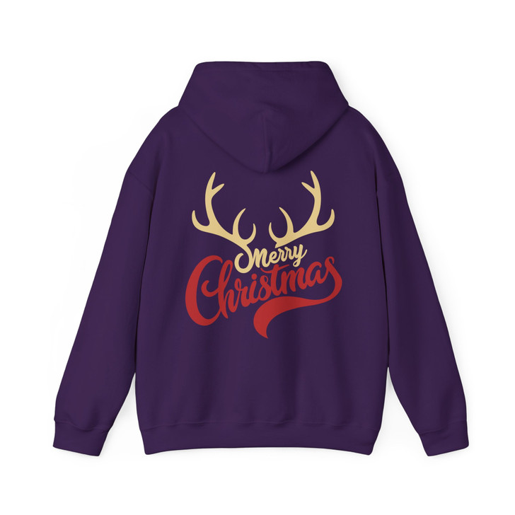 Merry Christmas Shirt, Reindeer Antlers Typography Holiday Hoodie S-5XL