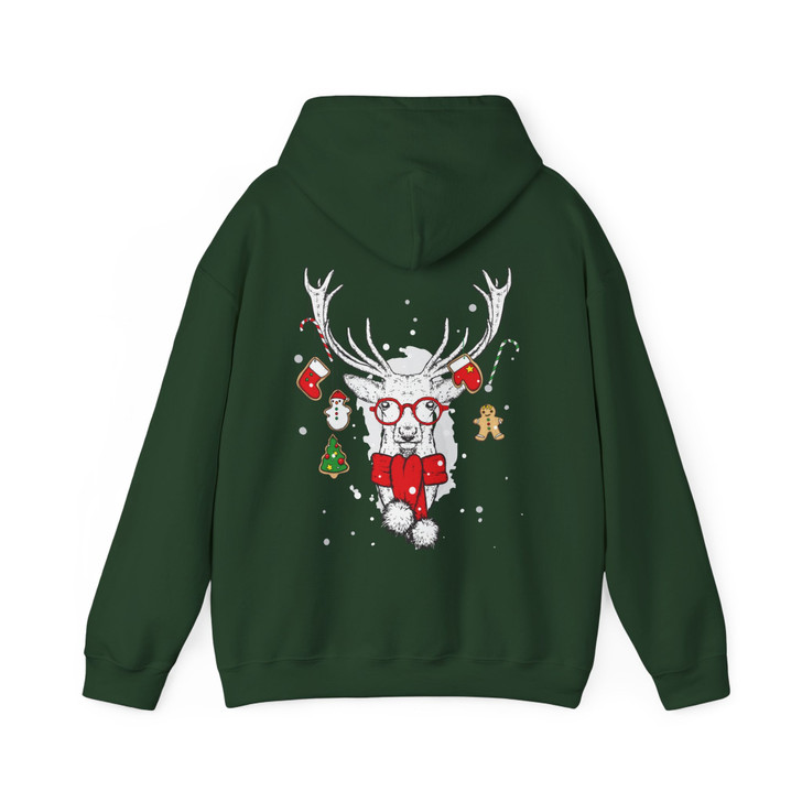 Christmas Reindeer Shirt, Cute Deer With Glasses Ornament Hoodie S-5XL