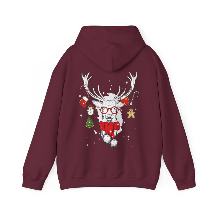 Christmas Reindeer Shirt, Cute Deer With Glasses Ornament Hoodie S-5XL