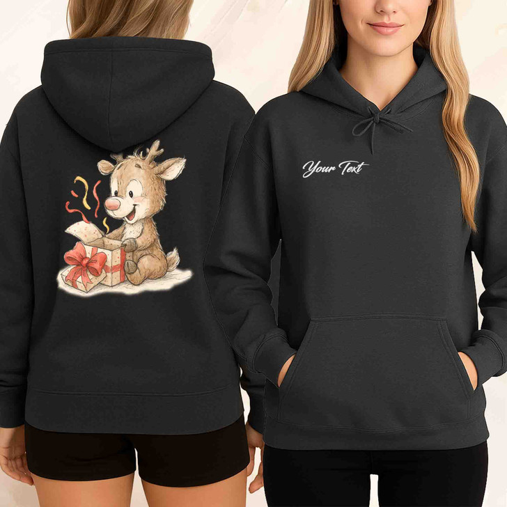 Cute Reindeer Christmas Shirt, Funny Rudolph With Gifts Hoodie S-5XL