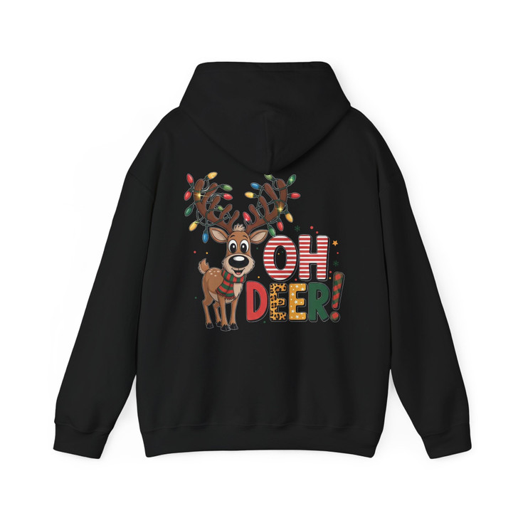Oh Deer Christmas Shirt, Cute Reindeer With Lights Funny Hoodie S-5XL