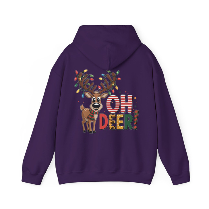 Oh Deer Christmas Shirt, Cute Reindeer With Lights Funny Hoodie S-5XL