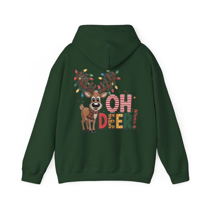 Oh Deer Christmas Shirt, Cute Reindeer With Lights Funny Hoodie S-5XL