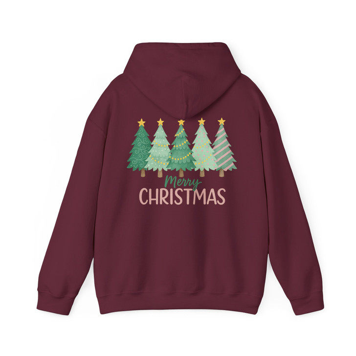 Merry Christmas Tree Shirt, Cute Holiday Trees Graphic Xmas Hoodie S-5XL